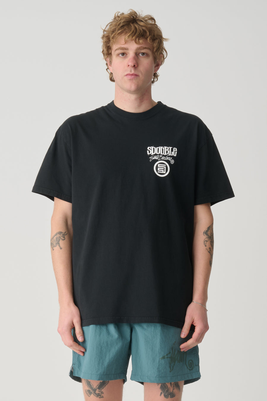 S DOUBLE COMBO PLATTER TEE - WASHED BLACK - WILDROSE