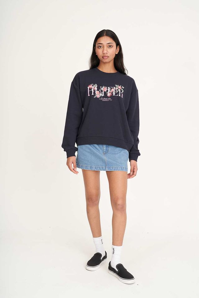 HUFFER SLOUCH CREW 350/GARDEN - NAVY - WILDROSE