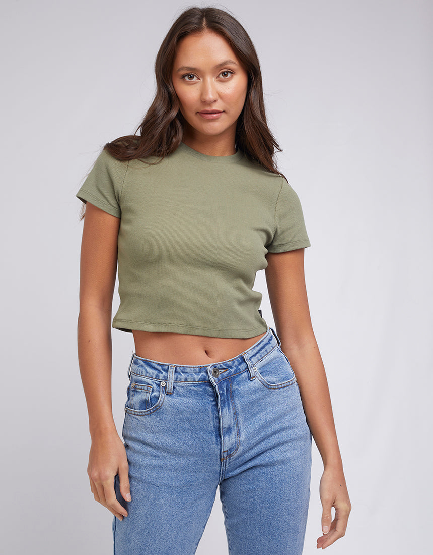 SILENT THEORY HARLEM RIB TEE - KHAKI