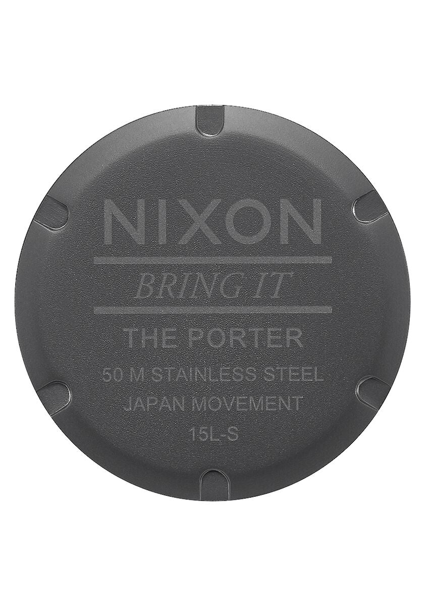 NIXON PORTER LEATHER WATCH - GUNMETAL/ CHARCOAL/ TAUPE