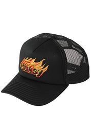 STUSSY FLAMES TRUCKER CAP - BLACK